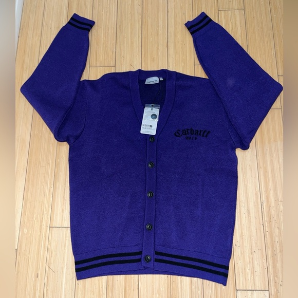 Carhartt wip Onyx Men Cardigan Men’s Small Purple new With Tags Y2K - Picture 2 of 10
